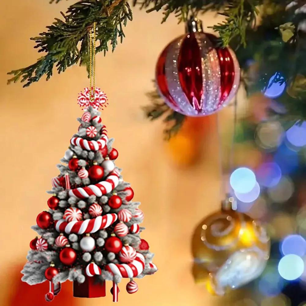Christmas Tree Ornament Acrylic Pendant 1 Piece 8cm Diameter Car Home Office Decoration Package Includes Intricately Designed