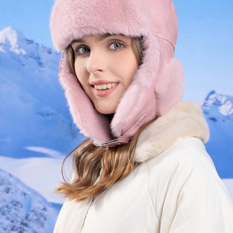 Women's Trapper Hat with Earflaps Winter Warm Thicken Fleece Lining Ear Flaps Hat Thermal Windproof Hunting Cycling Hat