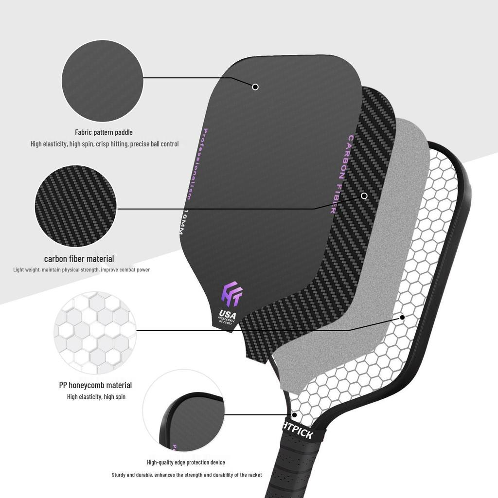 HTPICK Carbon Fiber Frosted Pickleball Racket - Professional Competition Level T700 for Outdoor Sports