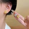 High-end French super flash micro-inlaid zircon fireworks pearl stud earrings for women, elegant and unique, sweet and versatile light luxury earrings