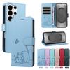 Magnetic Leather Wallet Flip Case for Samsung Galaxy S26 Plus Edge Ultra Phone Book Cover 3D Embossed Cat Butterfly Dandelion