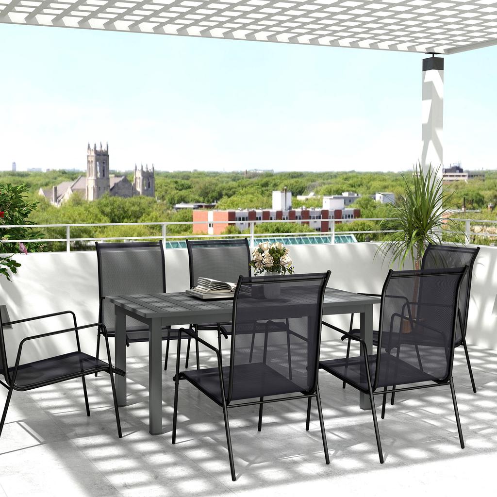 Aluminium Extending Garden Table with Slatted Top for 6-8 Person, 160/220 x 90 x 73 cm, Grey