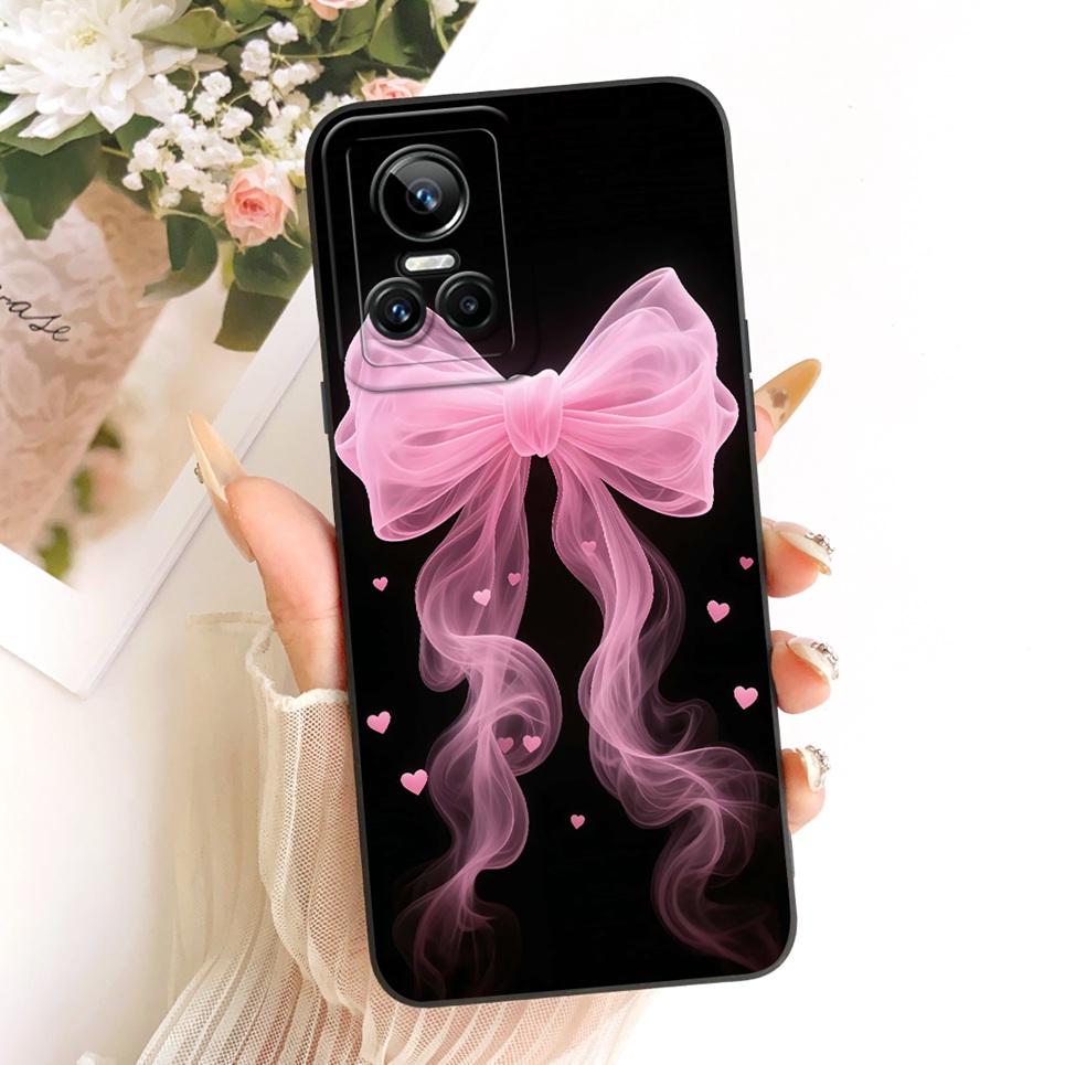 For Realme GT Neo3 Neo5 130W 250W Realme GT3 Phone Case Bow Pattern Flower Butterfly Girly Back Cover Silicone Soft Casing