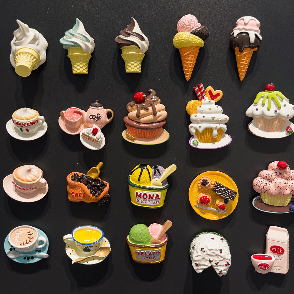 3D Cartoon Ice Cream Cone Cake Refrigerator Magnet Toy Decoration Accessories
