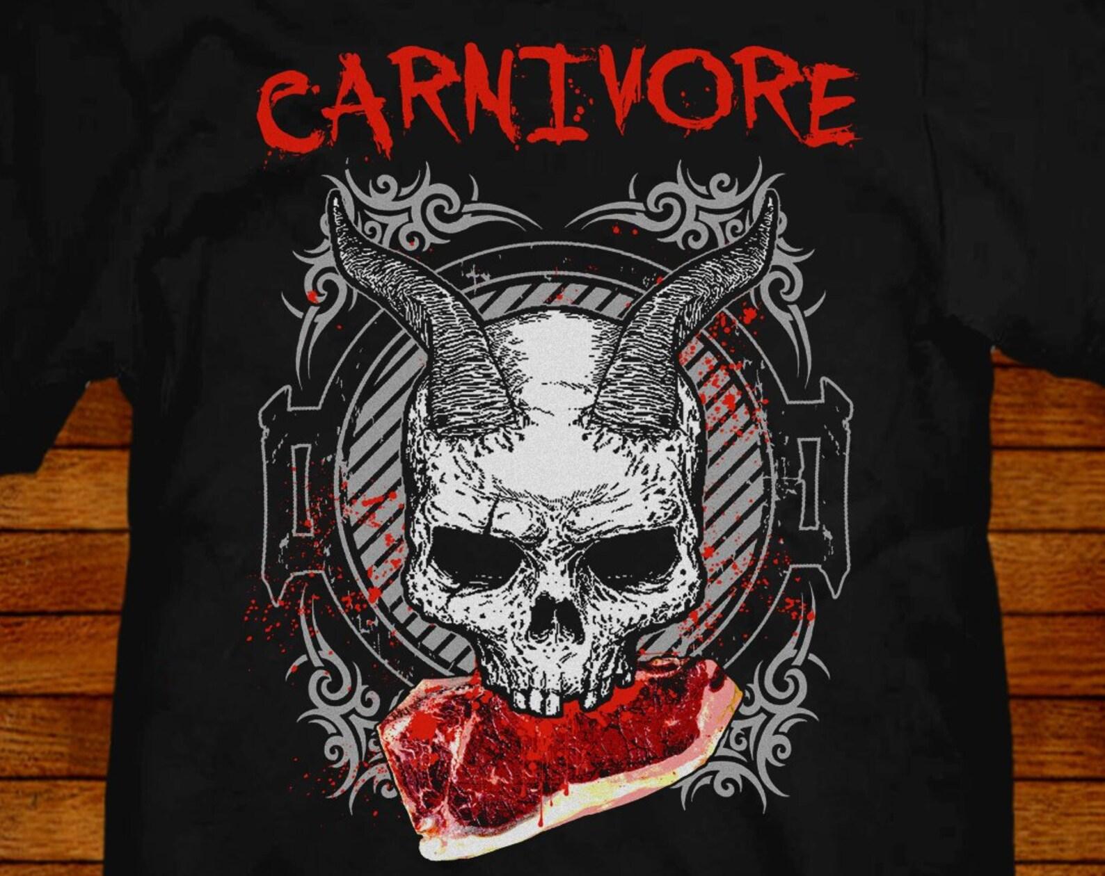 Carnivore Skull T shirt: Heavy Metal BBQ Parody Tee S
