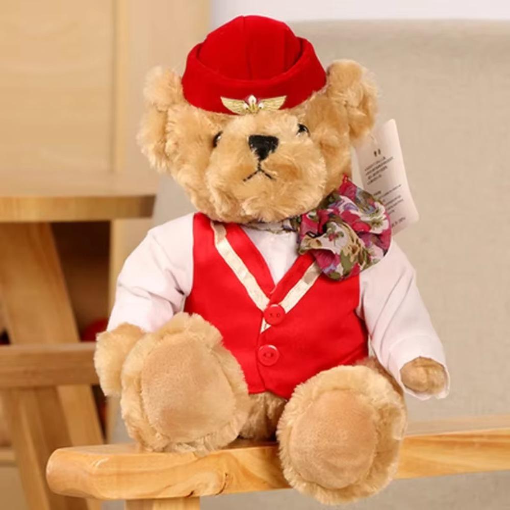Plushie Dolls Pilot Bear Plush Toy Bedroom Decor Flight Attendant Doll  Baby Toddlers