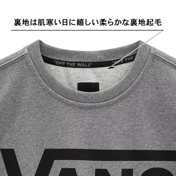 VANS Tops Classic Crew Sweatshirt Sweatshirt with Ribbed Sleeves and Fleece Lining Crew Neck Dance Skateboard Street Casual Black X Men's (L, White)
