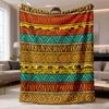 2026 New Flannel Blanket 1pc African Tribal Throw - Luxurious Soft Flannel Bedspread Featuring Vibrant Tribal Designs In Red, Yellow, Green, Brown, Bl