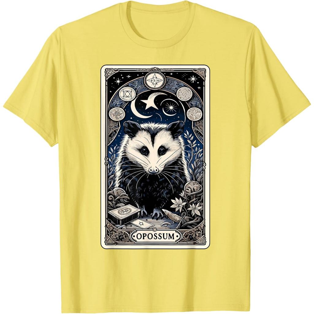 Opossum Tarot Card Goth Possum Witchcraft Gothic Occult Graphic Tee for Men