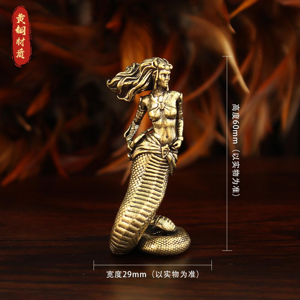 Ancient Greek Snake Woman Medusa Brass Ornament Crafts Home Office Tabletop Decoration Game Model