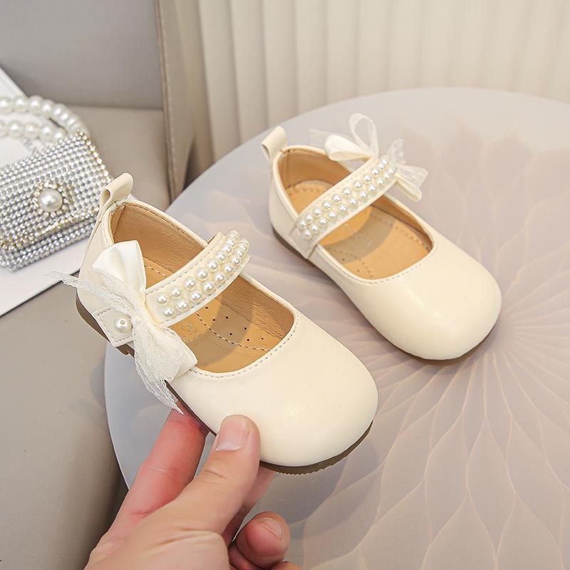 Chaussures Mary Jane en cuir pour filles: Chaussures de princesse à nœud, semelle souple, perles - Printemps/Automne 2026