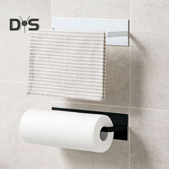 Metal Roll Paper Holder Heavy Duty Self-adhesive Waterproof Bathroom Kitchen Wall Mount Toilet Paper Towel Tissue Dispenser Storage Rack