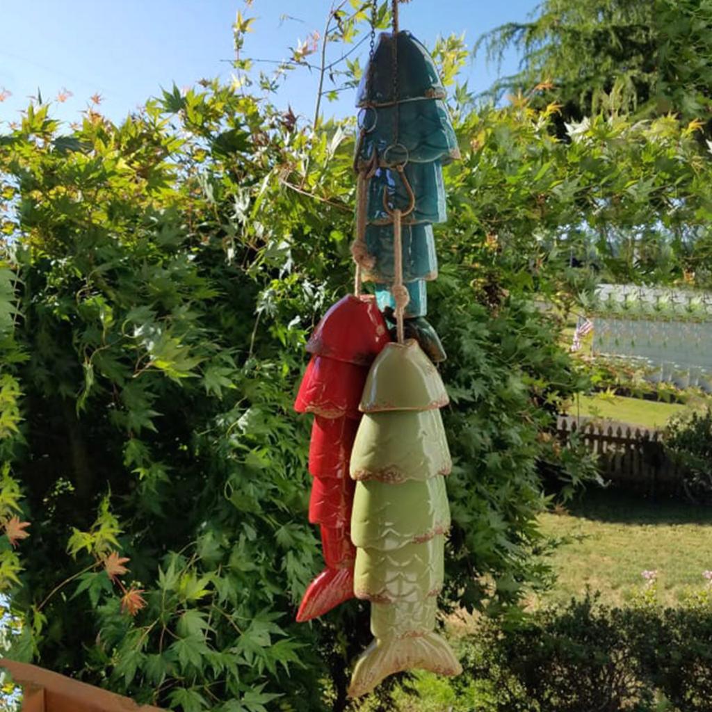 Colored Fish Wind Chime Hanging From Your Porch Or Deck Weather-Resistant And Artistic Wind Chimes Mobile Create Atmosphere