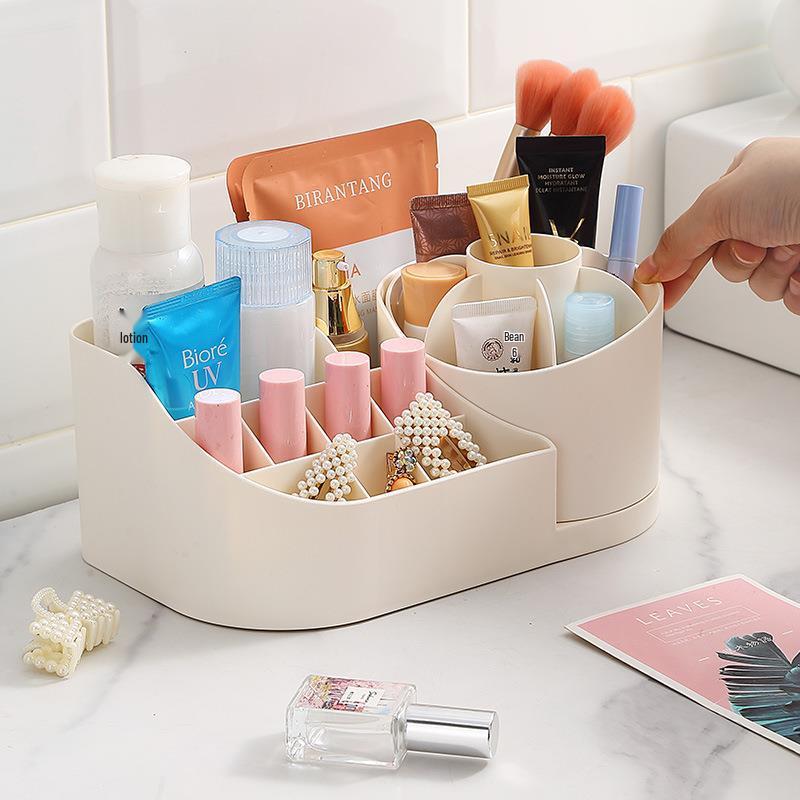 Rotating Cosmetic Organizer with Compartments for Brushes, Pens, and Lipsticks