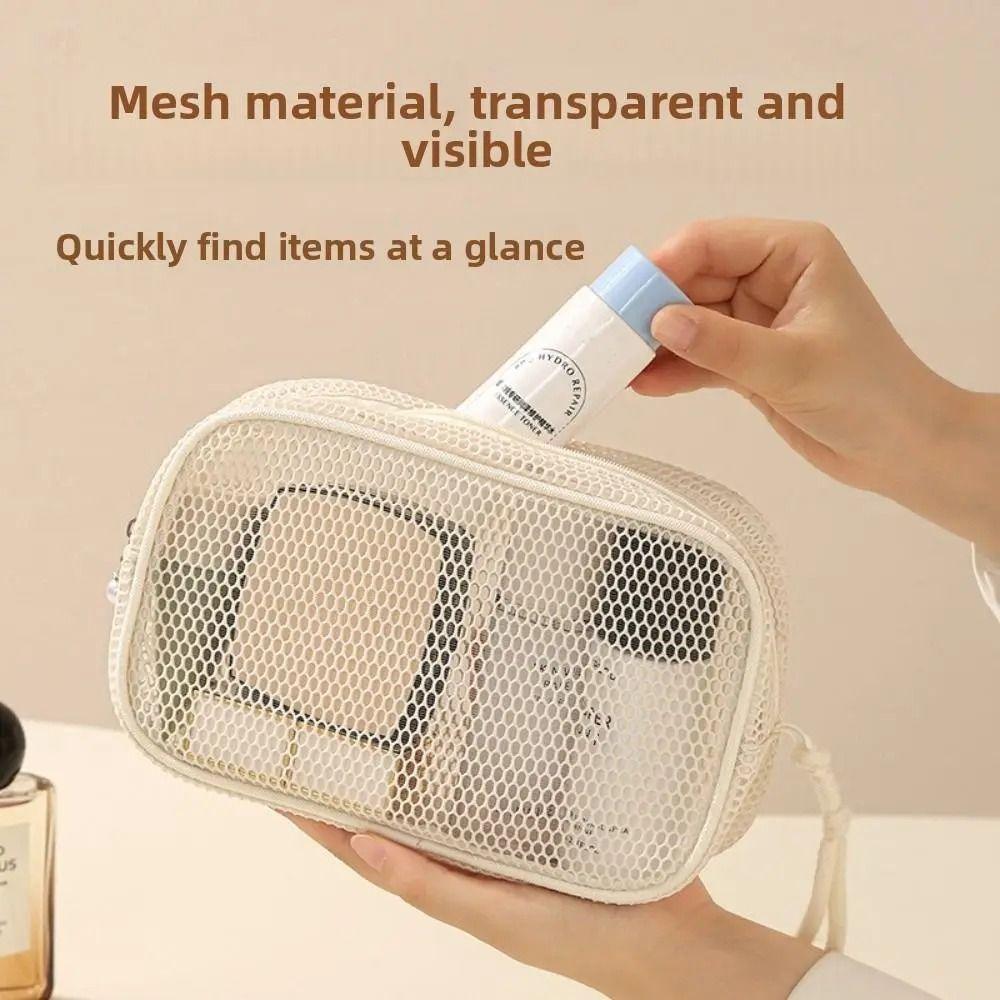 Breathable Mesh Portable Toiletry Pouch Large Capacity Coin Purse Wash Bags Toiletries Storage