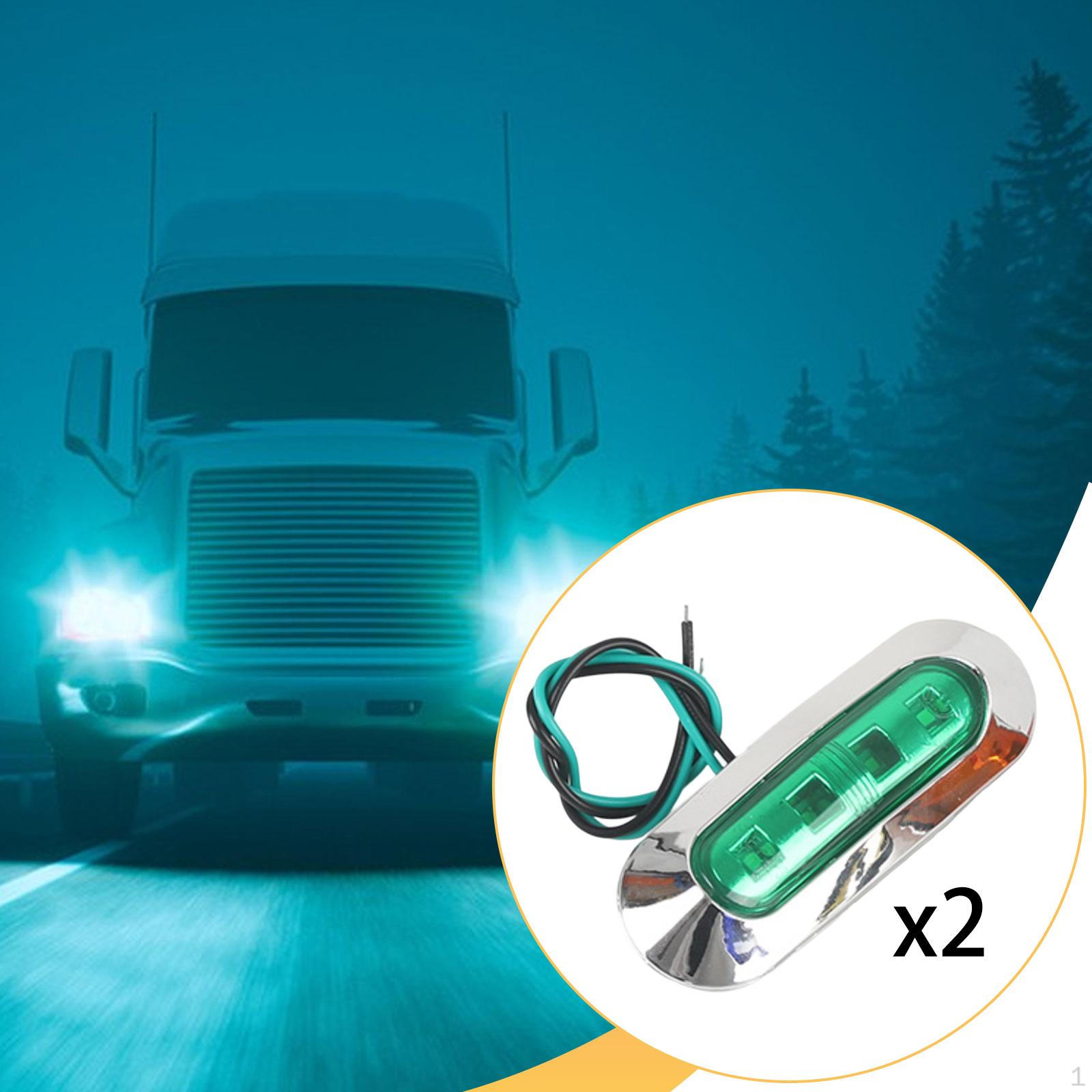 

2 Pieces Truck Side Marker Lamp Replacement Accessory Waterproof Easy to Install Suitable for зелений