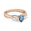 Three Stone Natural London Blue Topaz 925 Sterling Silver Rose Gold Vermeil Engagement Ring