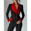 Spring Women's Long-sleeved Button Suit Collar Stitching Pocket Jacket