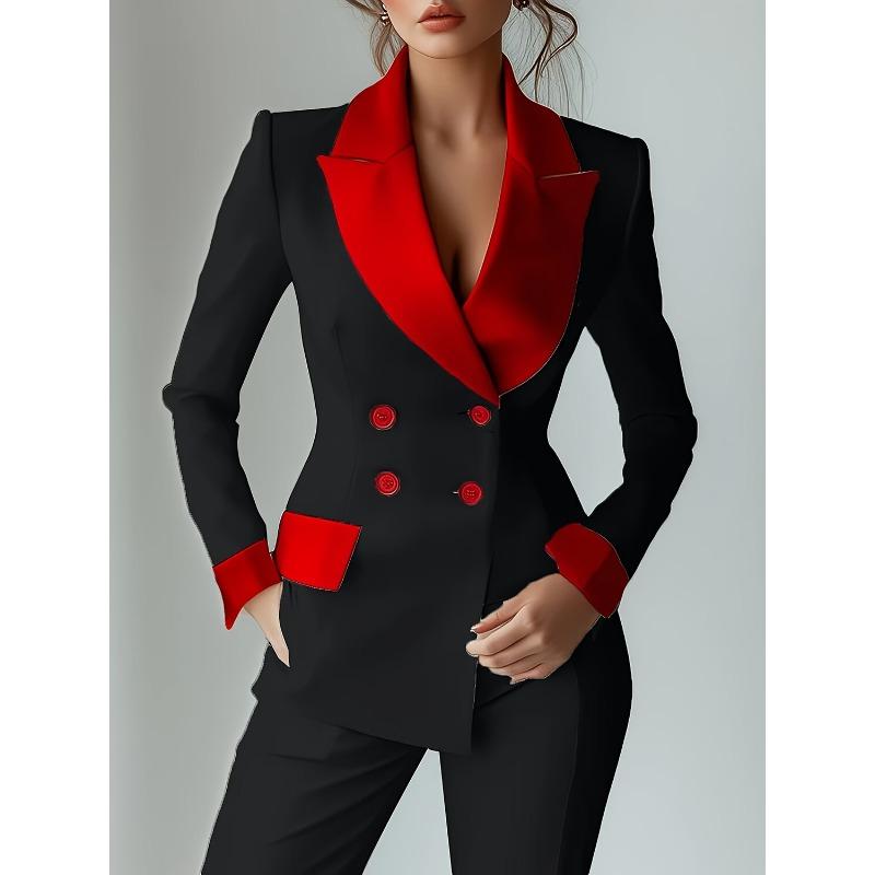 Spring Women's Long-sleeved Button Suit Collar Stitching Pocket Jacket