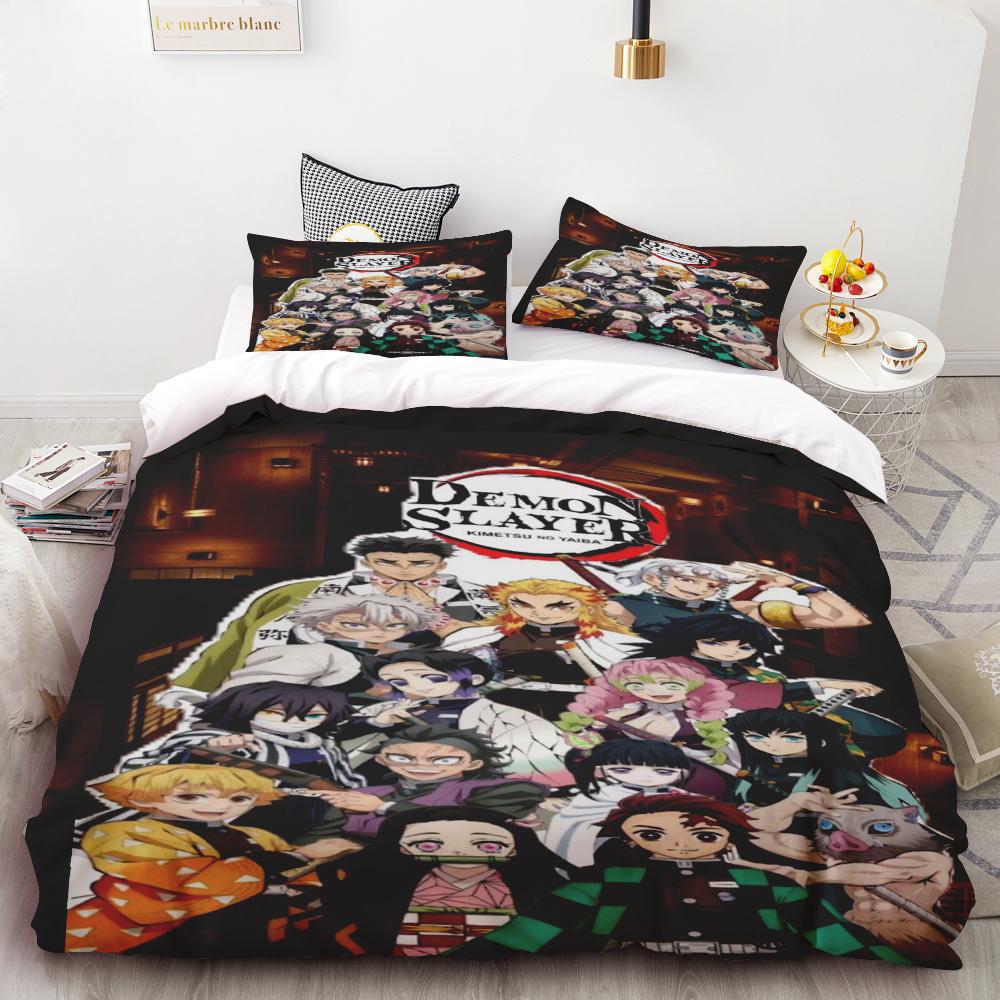 Duvet Cover Demon Slayer Kimetsu No Yaiba Kamado Nezuko Anime Polyester Bedding Set Duvet Cover Set Printed Cartoon Home Decor