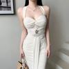French Temperament Greek Muse Waist Fish Tail Hanging Neck Wear Evening Dress Waist Suspender Hip Long Skirt