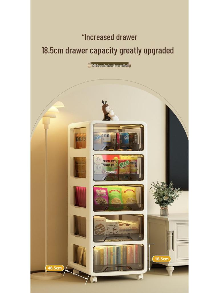 Multi-layer Plastic Drawer Snack Storage Cabinet for Living Room or Bedside