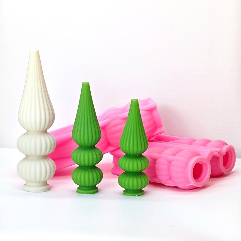DIY 3 Layer Christmas Tree Candle Silicone Mold Vase Shape Striped Cylindrical Candle Mould Gypsum Molds Christmas Gift