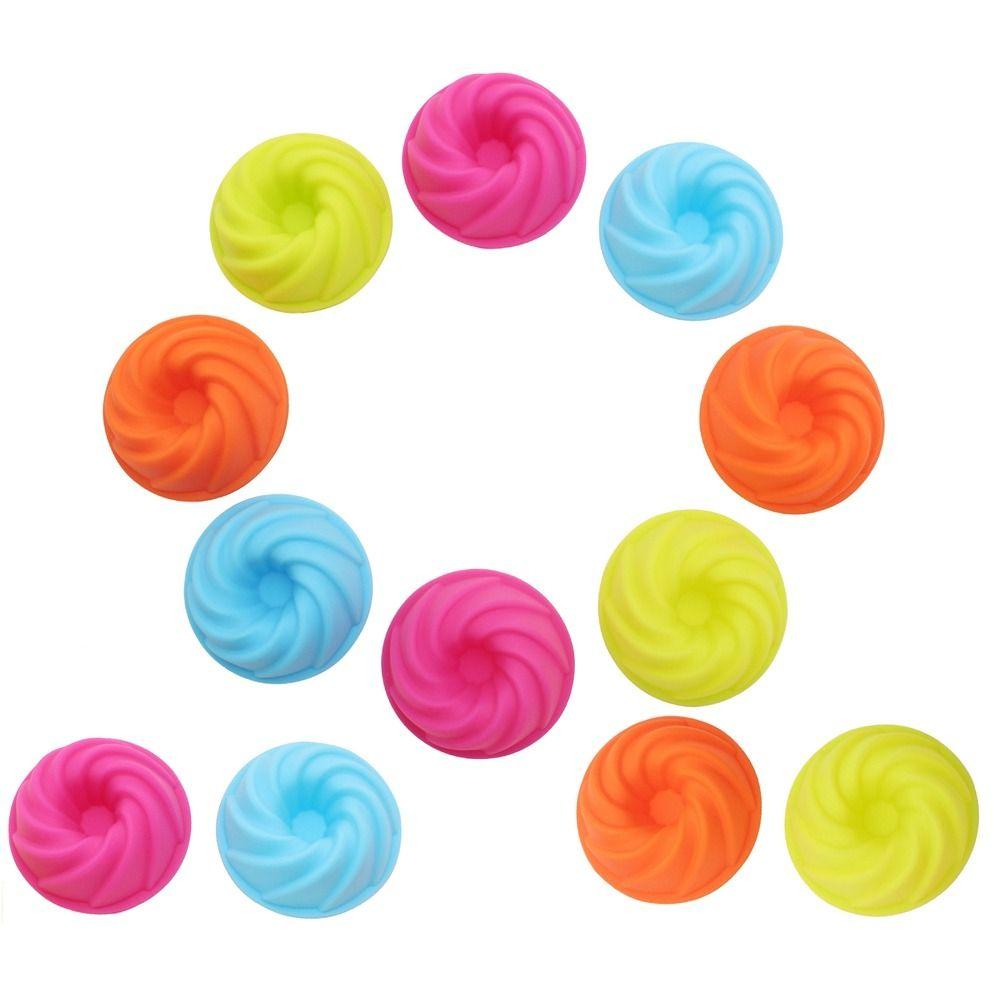 

12 шт./набор Силиконовая Силиконовая Форма для Спирального Кекса Пищевой Класс Спиральная Форма для Торта Чашки для Маффинов Сделай Сам Ручная Работа 2