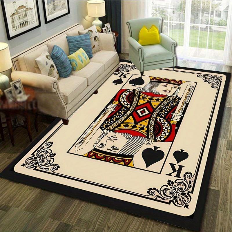 Black King Spade Poker Card Area Rug Vintage Playing Card Non Slip Floor Mat 40x60cm