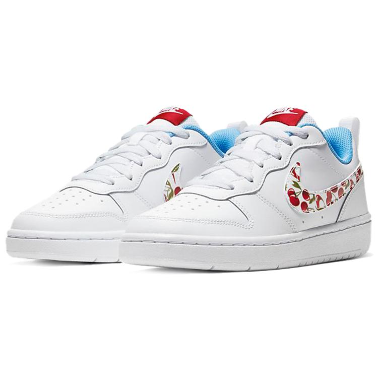 Nike Court Borough Low 2 BG 'White Cherry' (Unisex) White / University Blue / Track Red / White Kids' Skateboarding Shoes CJ2238 100