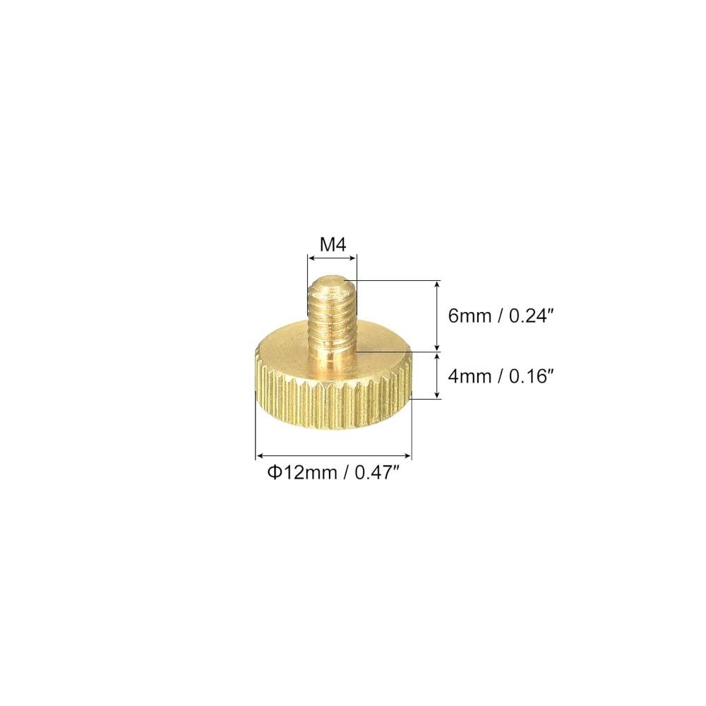 5pcs Copper Flat Head M4x 6-14mm Hand-Tightened Screws Fasteners Knurled Thumb Screws