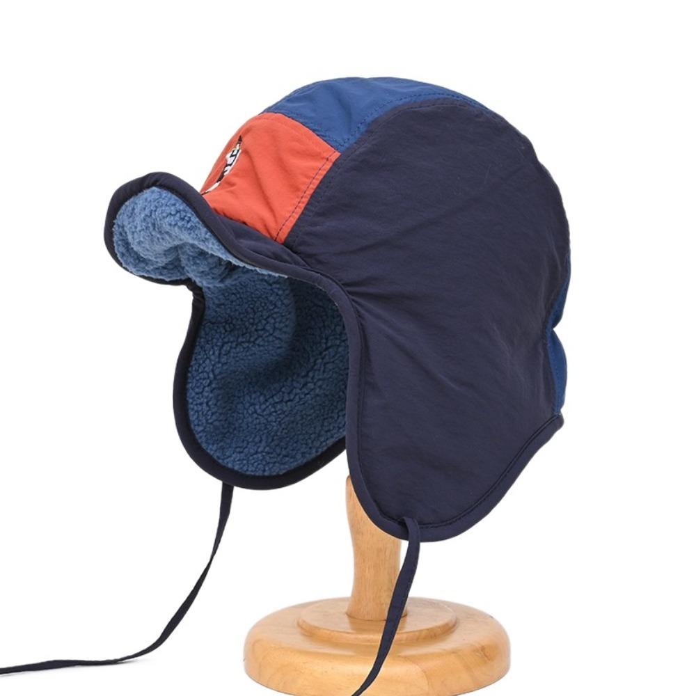 

5-Panel Color Matching Lei Feng Hat Fleece Warm Women s Plush Cap Cycling Cap Ski Riding темно-синього кольору