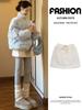Women's Off-White Lamb Wool A-Line Short Skirt - High-Waisted Petite Fit for Spring & Autumn 2026