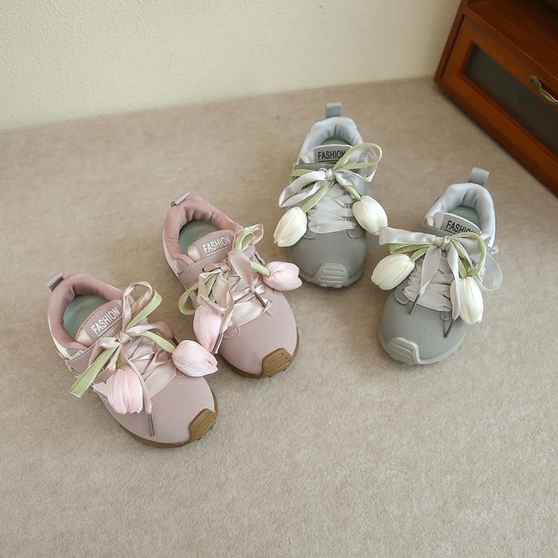 Pink Tulip Girls' German Training Shoes 2025 Spring New Children's Shoes Girls' Sneakers Soft-soled Forrest Gump Shoes