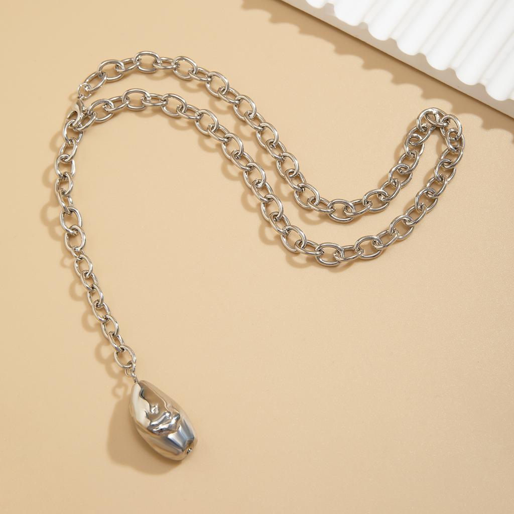 Retro Persönlichkeit unregelmäßige goldene Bohne Anhänger Halskette einfache Mode Kettenhalskette