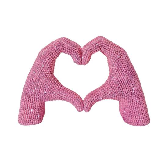 1/2 шт. Блестящая фигурка с жестом любви, Сердце любви, Форма руки, Полимерная статуэтка, Скульптура, День святого Валентина, Настольное украшение, Украшение для книжной полки S