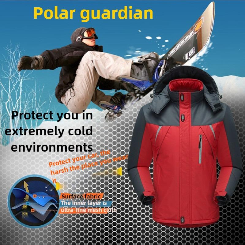 Winter Outdoor Couple Cotton -Padded Jacket Plus Velvet Warm Jacket Large Size Simple Tooling Jacket