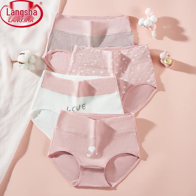 Langsha Women's Plus Size High-Waist Cotton Briefs 4-Pack