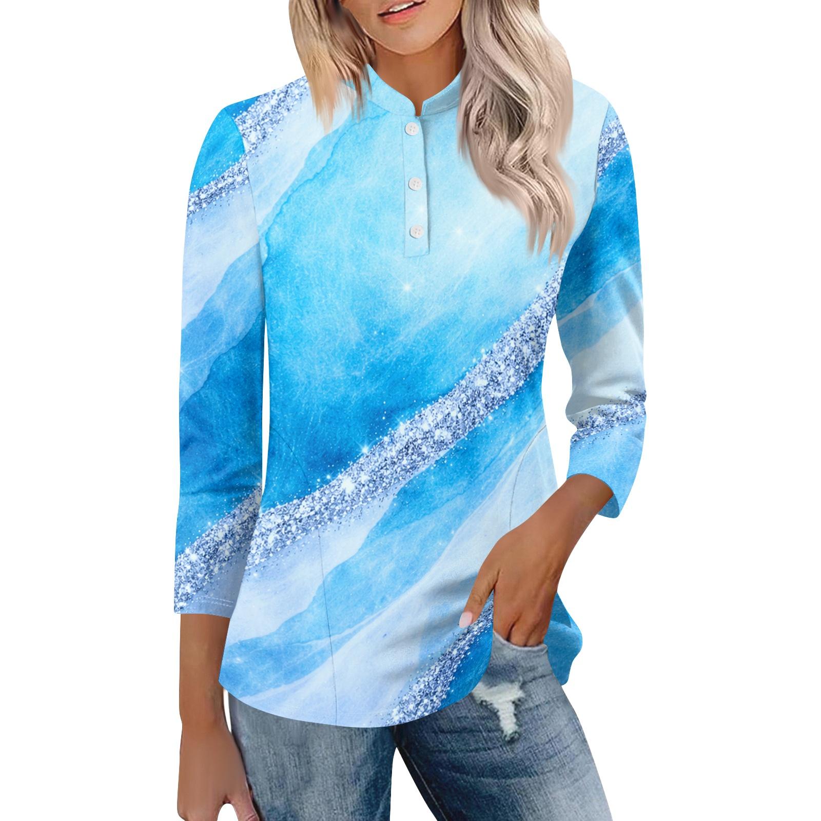 

Women s Casual Polo Collar Shirt Loose Fit Three Quarter Sleeve Top Lightweight Comfortable Fabric Suitable for Daily Wear and Outdoor Activities XL