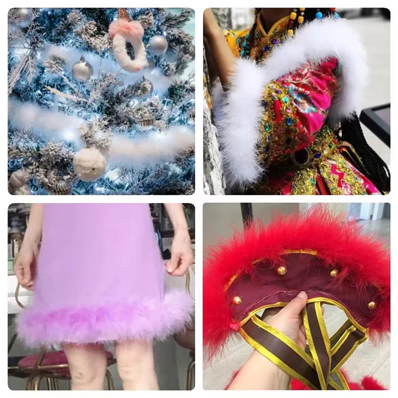 DIY 2 Meter Turkey Feather Boa Marabou Shawl 18-20g Feathers Scarf for Wedding Cosplay Party Clothing Costume Decoration Accessory