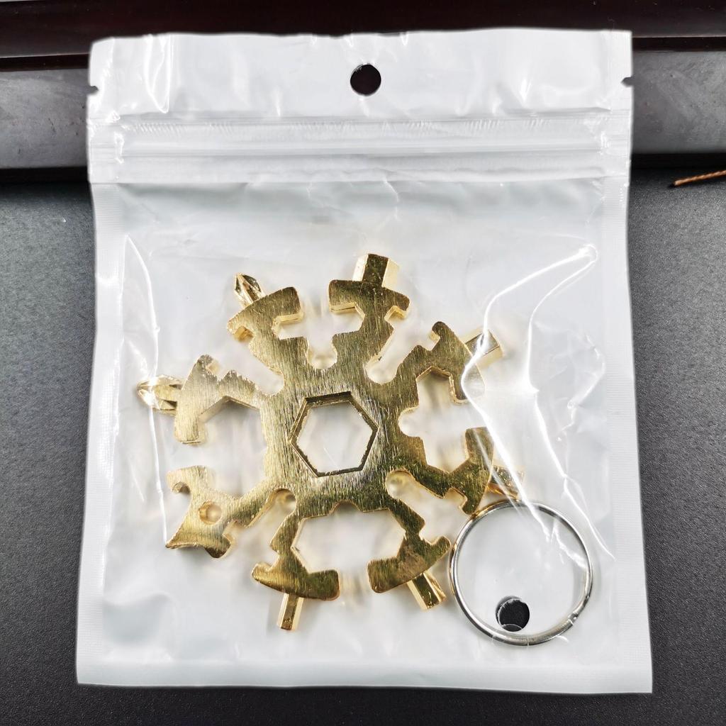 Multifunction Snowflake Wrench Keychain: Hex & Octagonal Universal Outdoor Tool