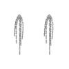 Light Luxury Cold Wind 111 Silver Needle Long Fringed Zircon Earrings, Temperament Design Fireworks Earrings Earrings