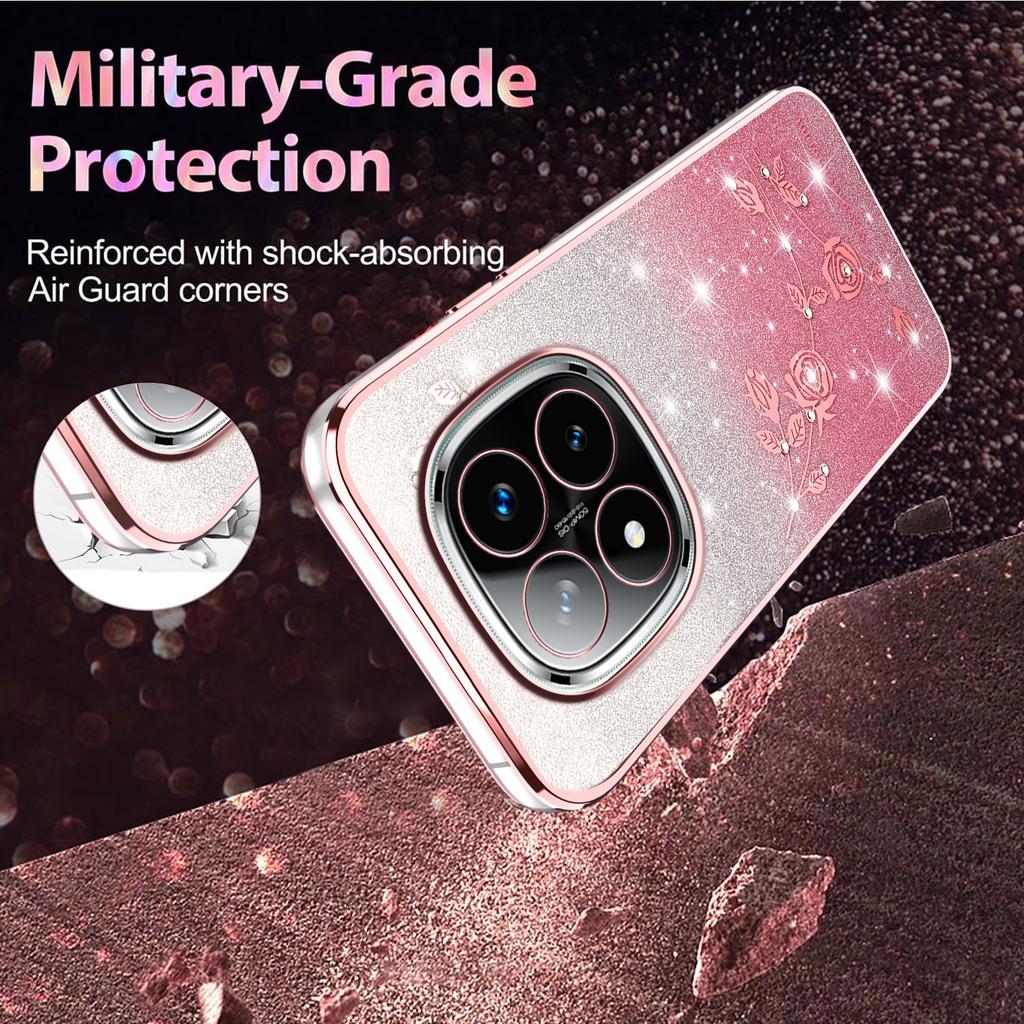 For Xiaomi Redmi Note 14 Pro+ 5G Case Flower TPU Flexible Gradient Phone Cover