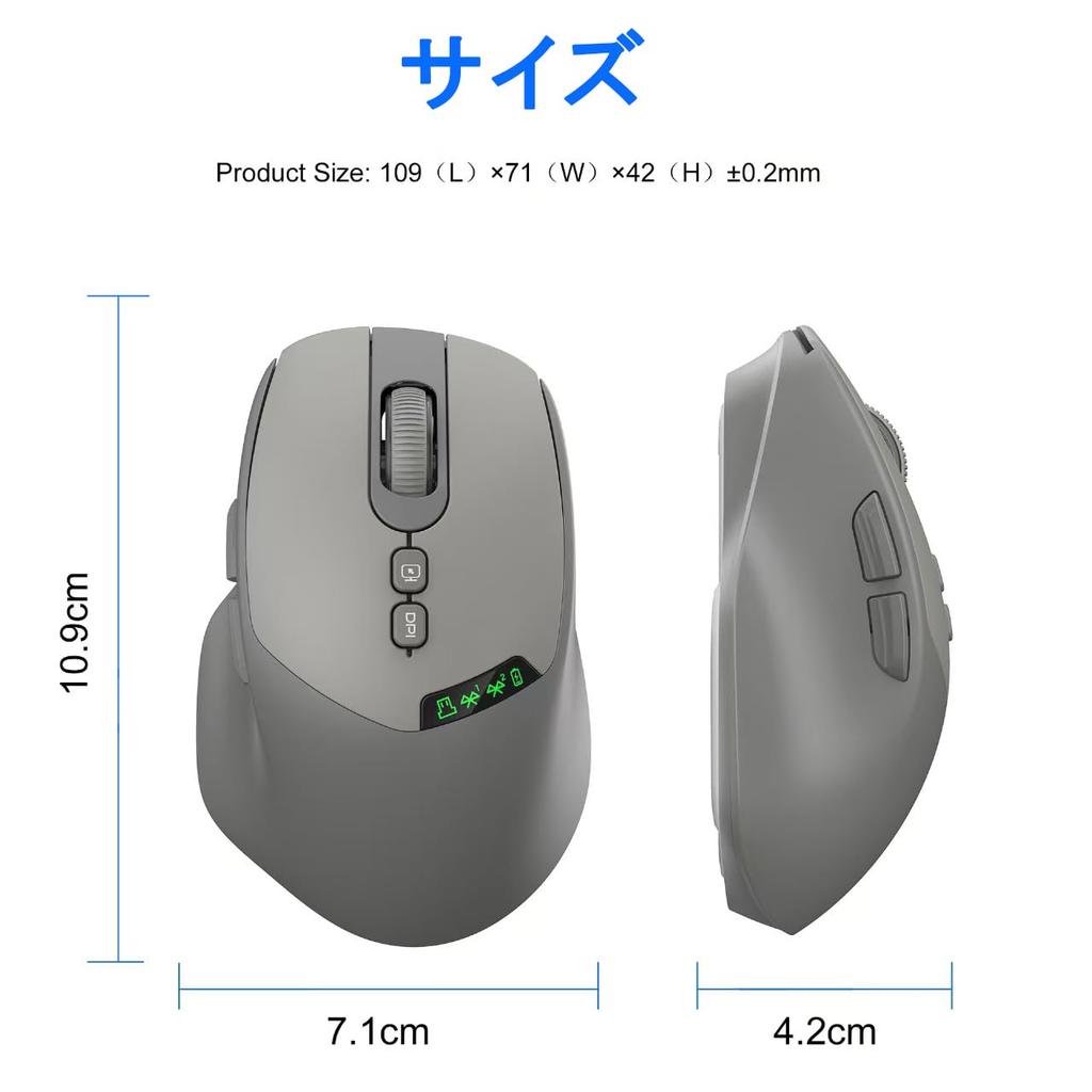 [Multi-Connection, 2.4GHz & Bluetooth] Wireless Mouse, Quiet, Type-C Charging, 100016002000 DPI, for Laptops, PCs, iPads, Tablets, and Smartphones