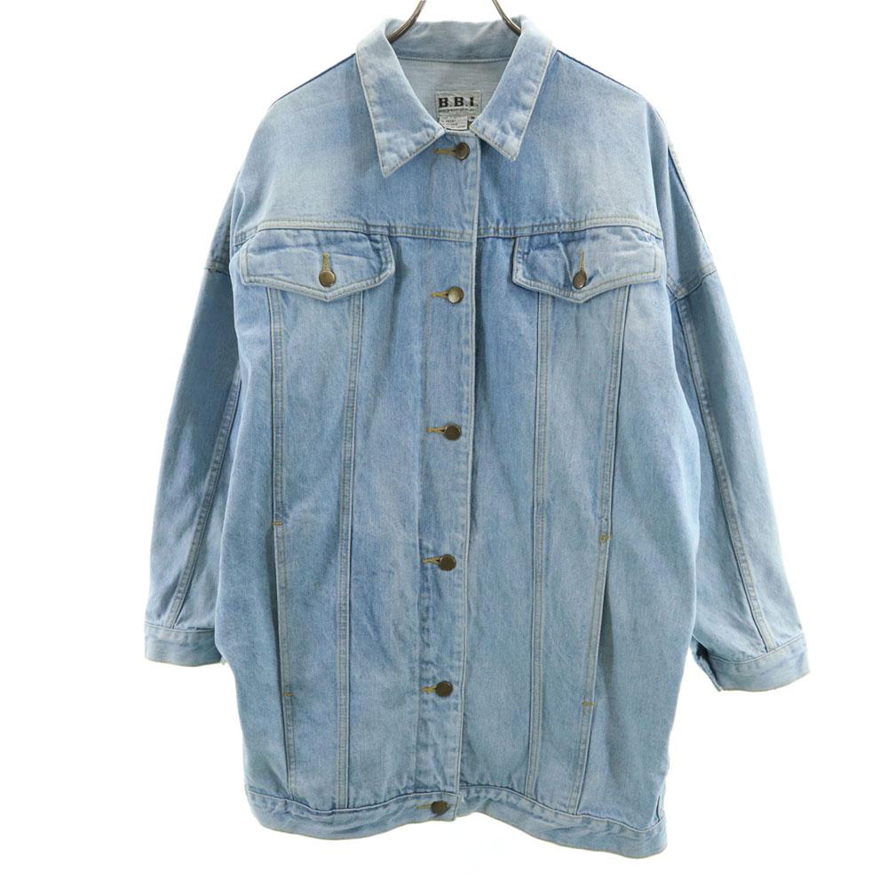 B.B.I. 90s Old Oversize Denim Jacket M Ice Blue Tracker Women Used
