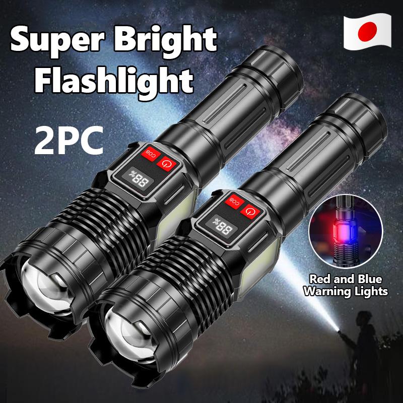 10000Lumens Super Bright Long Range LED Flashlight Outdoor Waterproof Flashlight Camping Lantern Torch Zoom Flashlight High Power Led Flashlight