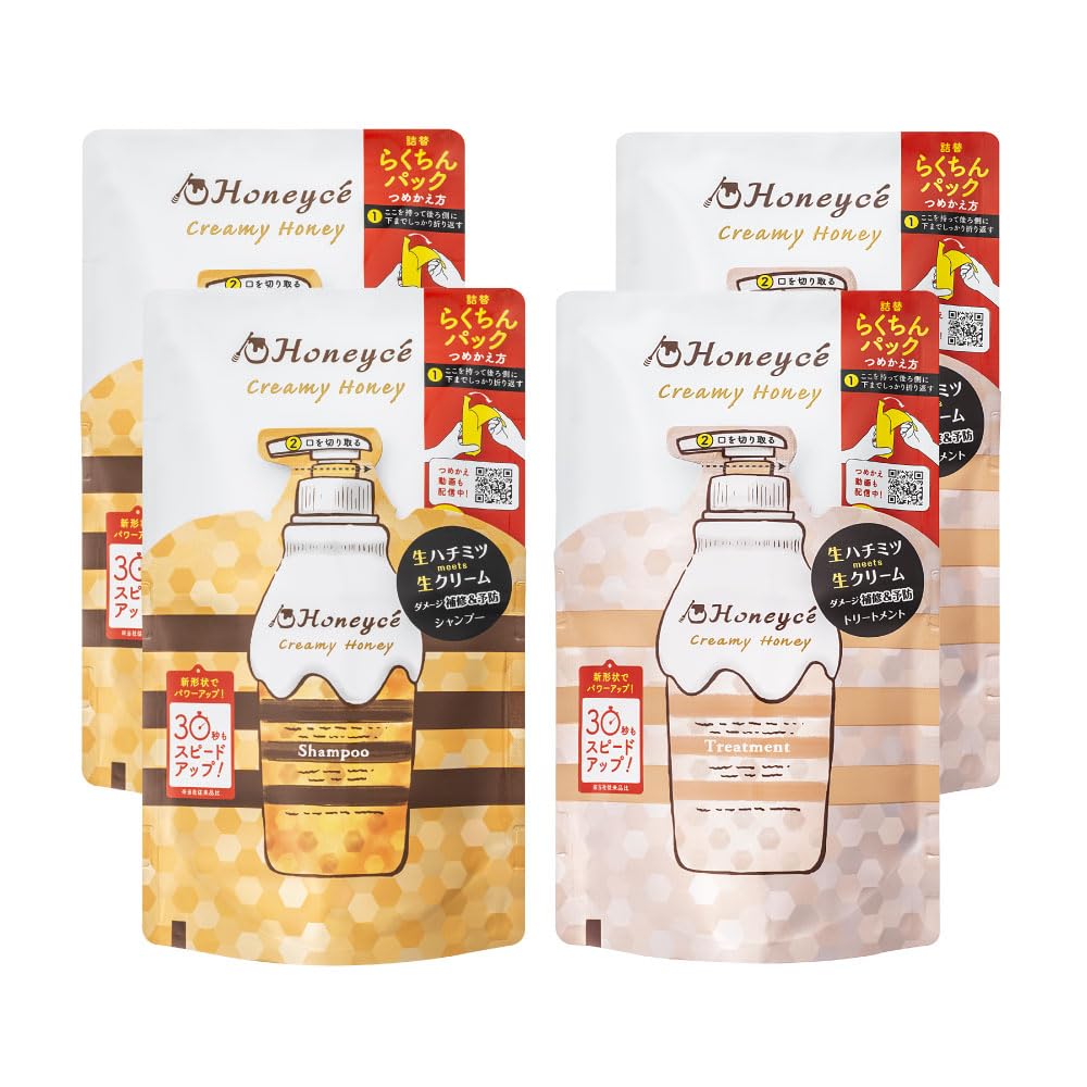 

Honeyche Creamy Honey Shampoo Treatment Refill Set (набор из 2 шампуней для ухода за волосами, произведенных в Японии) Damage Repair Salon Quality [покупка набора] и [Honey