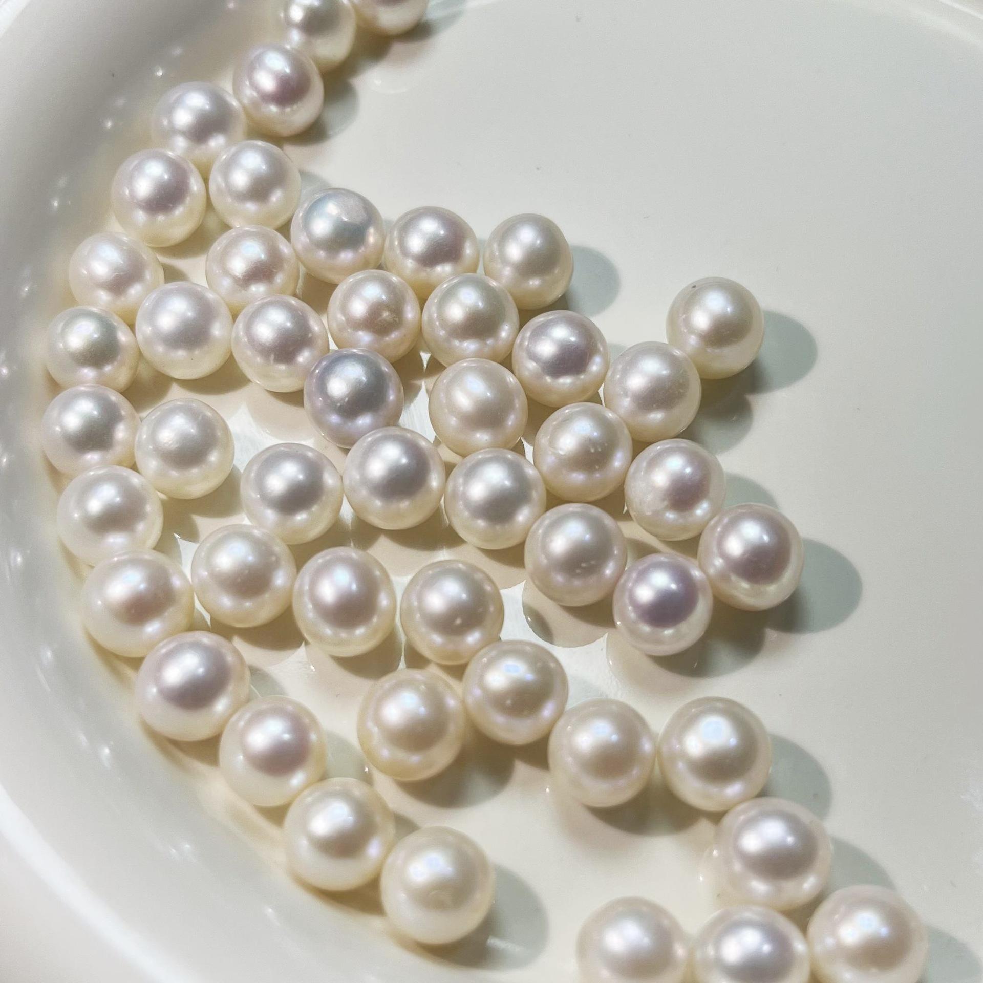 

Круглые бусины из натурального пресноводного жемчуга 8-8,5 мм с высоким блеском - Белые, россыпью для изготовления ювелирных изделий своими руками белый