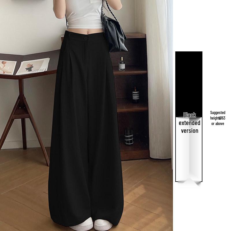 Milk Puff Wide-Leg Pants: Women s High Waist, Loose Fit, Casual Ice Silk Drape, Summer 2026. XL