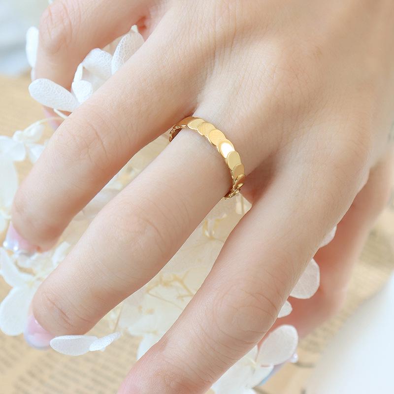 Gold-Plated Titanium Steel Unisex Matching Rings - Simple Trendy Design for Couples